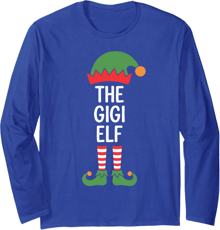 The Gigi Elf Cute Matching Family Christmas for Grandma Long Sleeve T-Shirt - Adult Unisex Royal Blue