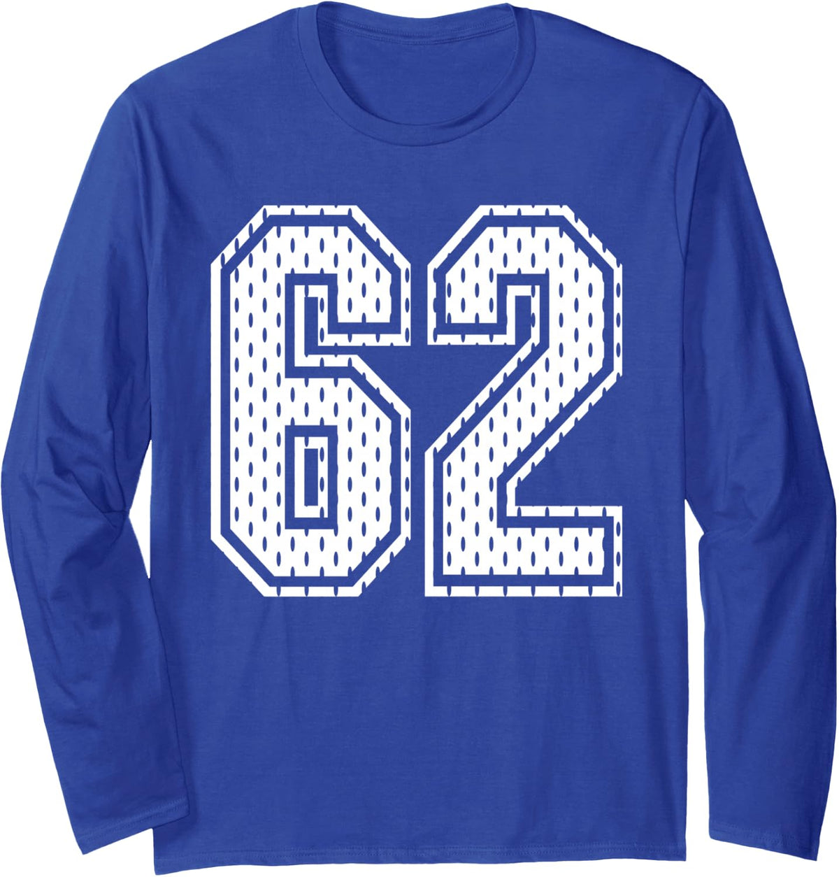 White Number 62 Sports Fan #62 Jersey Shirt Team Player Long Sleeve T-Shirt - Adult Unisex Royal Blue