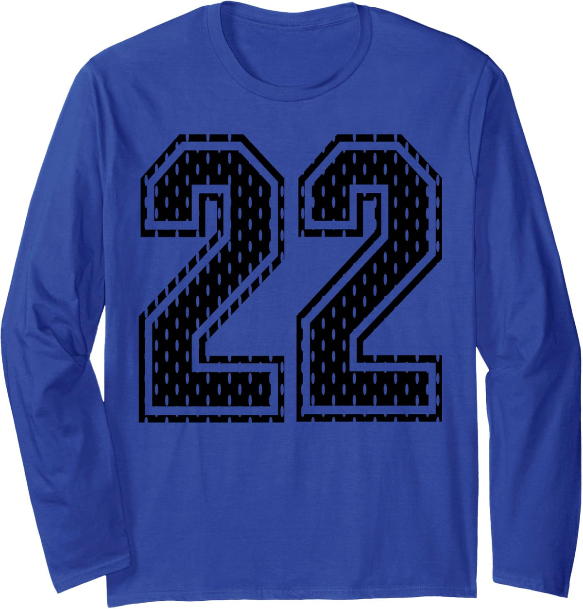 Black Number 22 Sports Fan #22 Jersey Shirt Team Player Long Sleeve T-Shirt - Adult Unisex Royal Blue