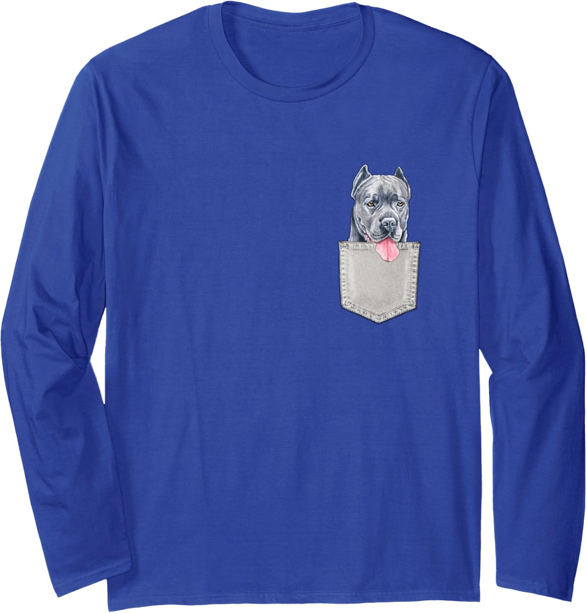 CANE CORSO In A Pocket Cute Puppy Dog Owner Gift Long Sleeve T-Shirt - Adult Unisex Royal Blue