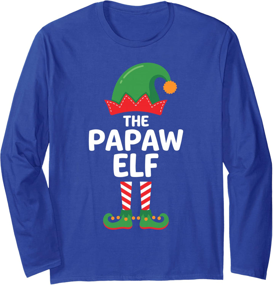 The Papaw Elf Funny Ugly Christmas Matching Family Long Sleeve T-Shirt - Adult Unisex Royal Blue