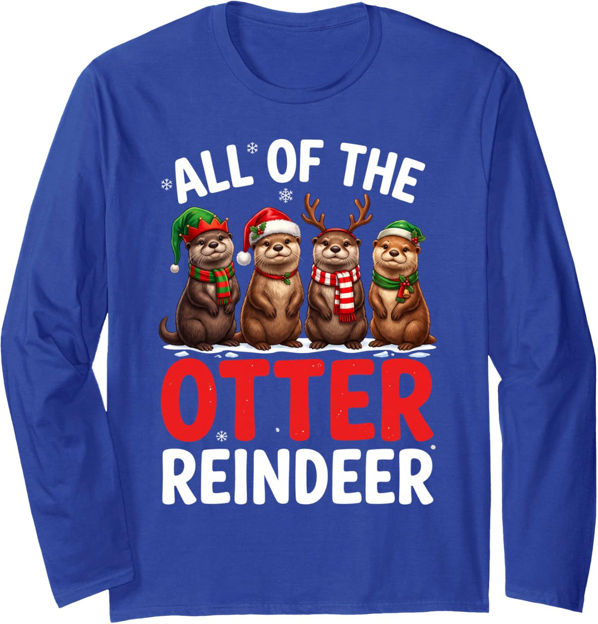 Xmas Otter Lover Long Sleeve T-Shirt - Adult Unisex Royal Blue