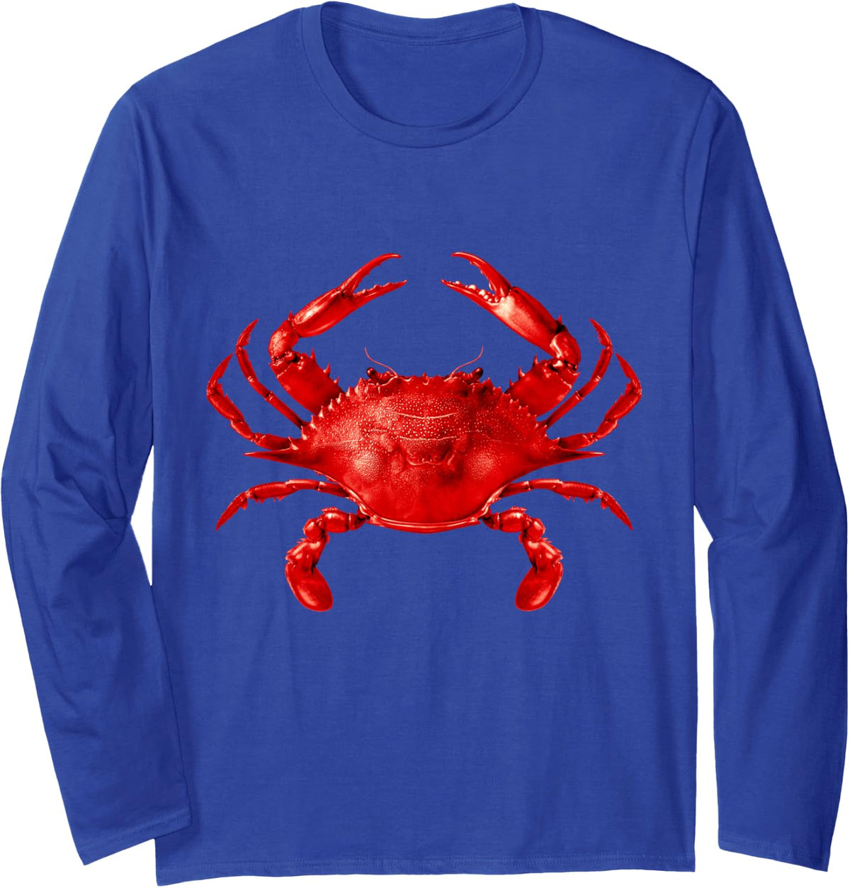 Classic Red crab design Long Sleeve T-Shirt - Adult Unisex Royal Blue