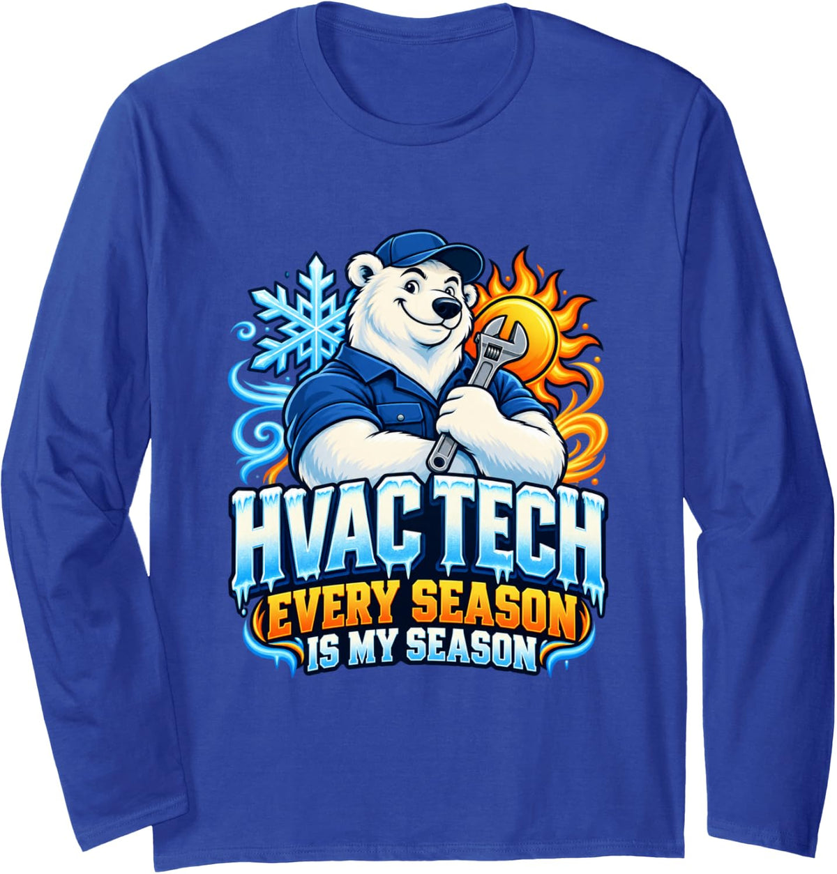 HVAC Technician Gift Heating Cooling Humor Birthday Xmas Long Sleeve T-Shirt - Adult Unisex Royal Blue