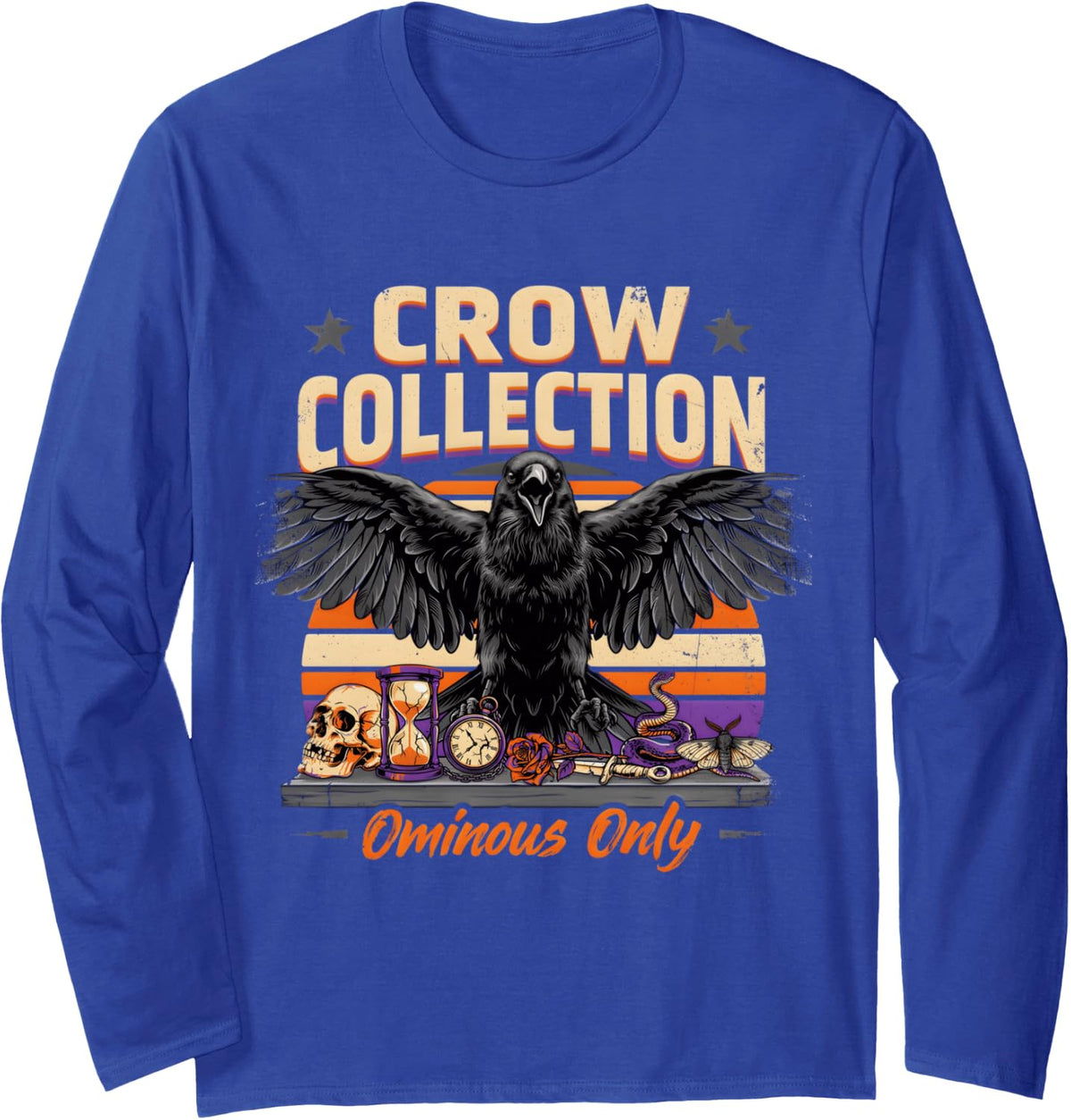 Crow Collection Ominous Only Raven Long Sleeve T-Shirt - Adult Unisex Royal Blue