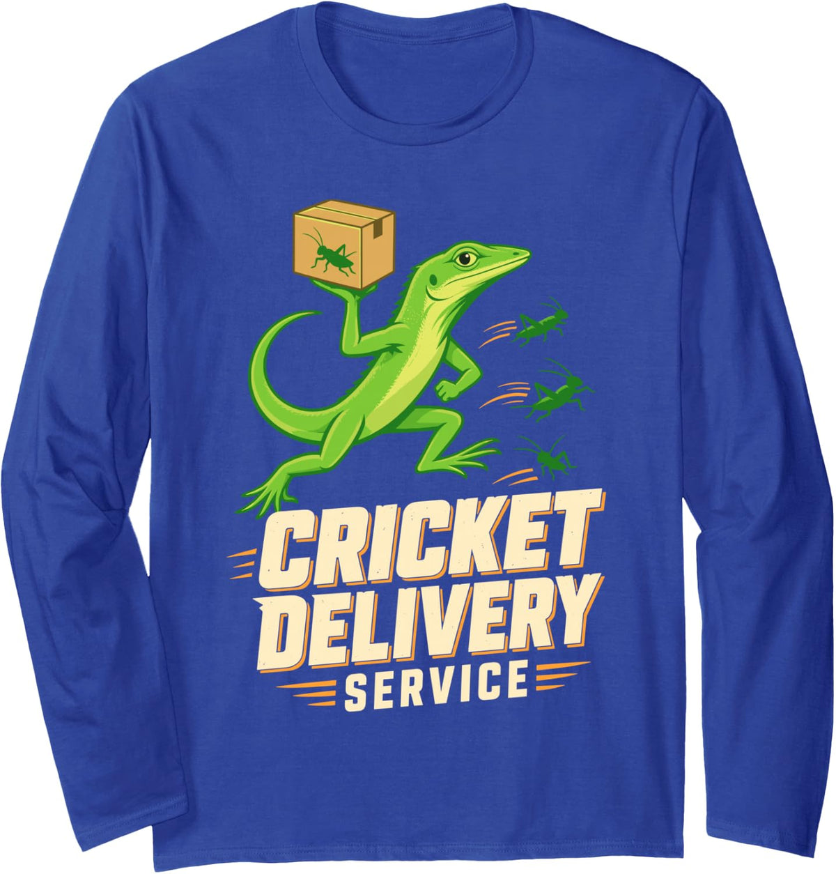 Cricket Delivery Service Gecko Lizard Bug Catching Long Sleeve T-Shirt - Adult Unisex Royal Blue