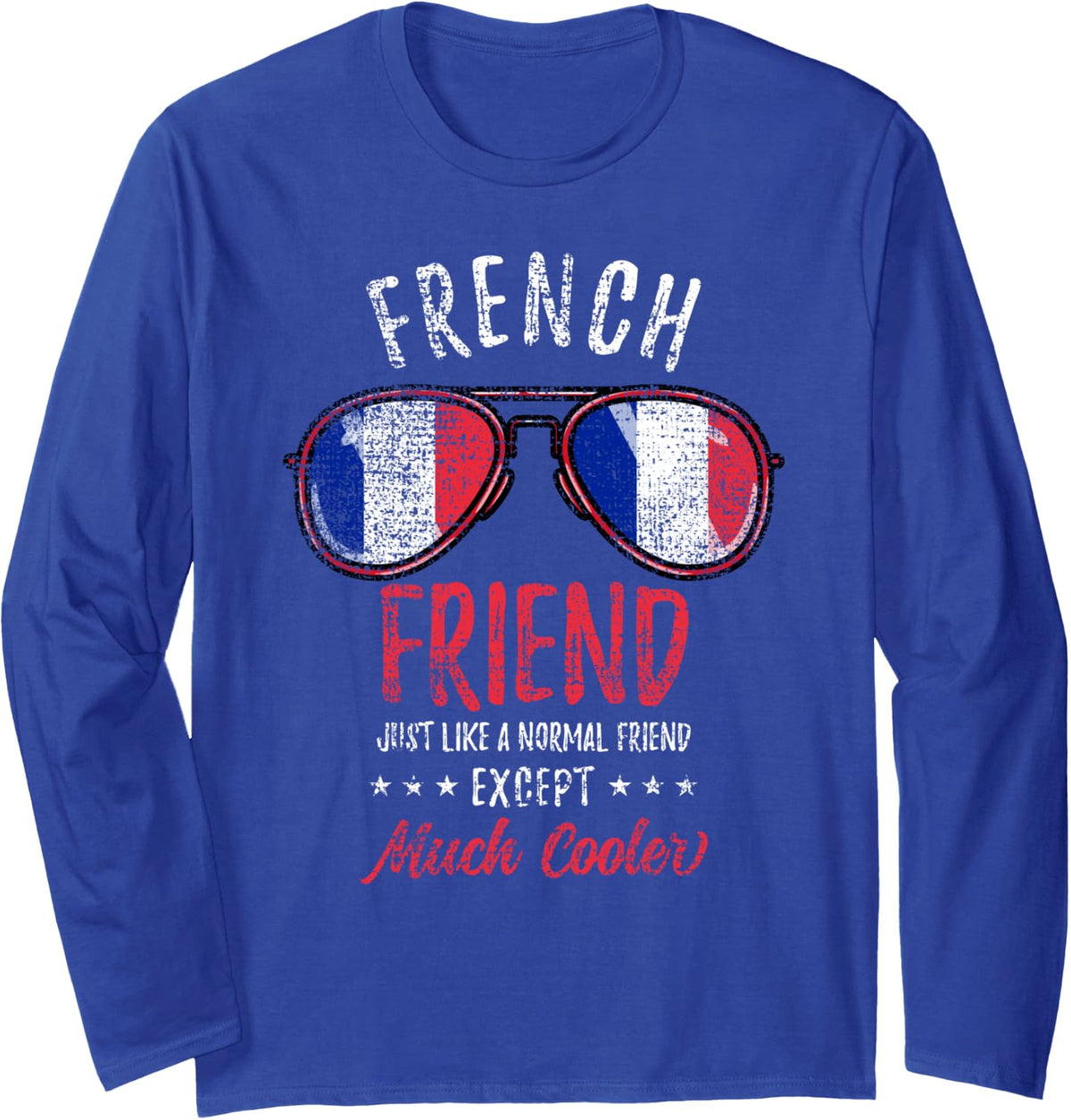 Cool French Friend Sunglasses French Family Vintage Long Sleeve T-Shirt - Adult Unisex Royal Blue