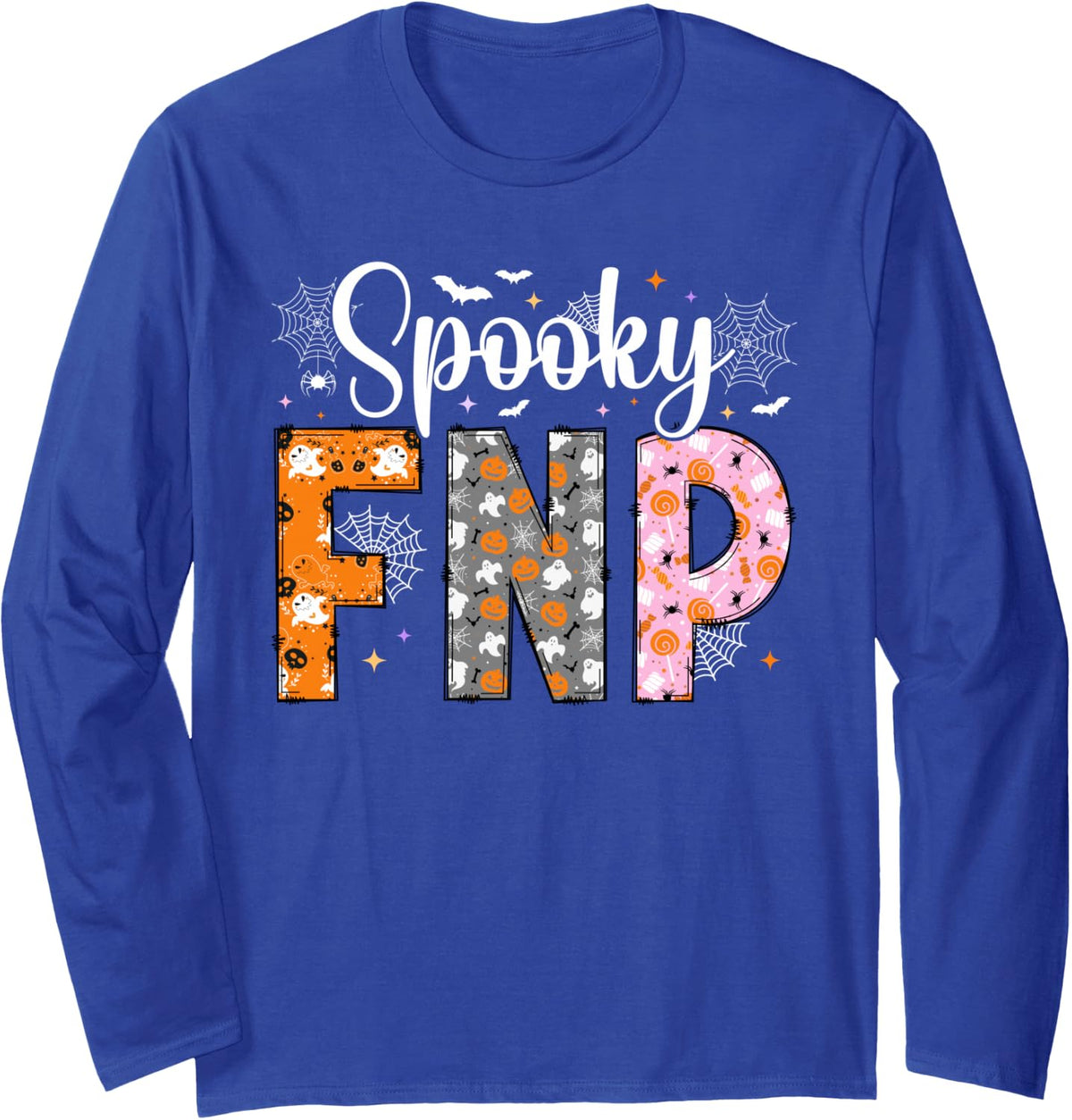 Spooky FNP Halloween Family Nurse Practitioner Long Sleeve T-Shirt - Adult Unisex Royal Blue