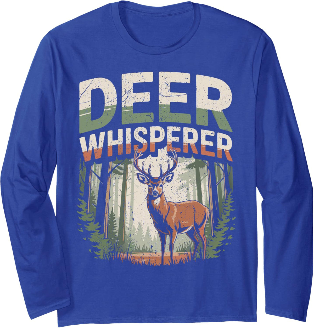 Bowhunting Deer Bow Hunter Long Sleeve T-Shirt - Adult Unisex Royal Blue