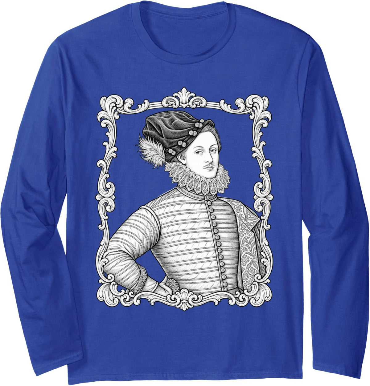 Edward de Vere Elizabethan Portrait Renaissance Literature Long Sleeve T-Shirt - Adult Unisex Royal Blue