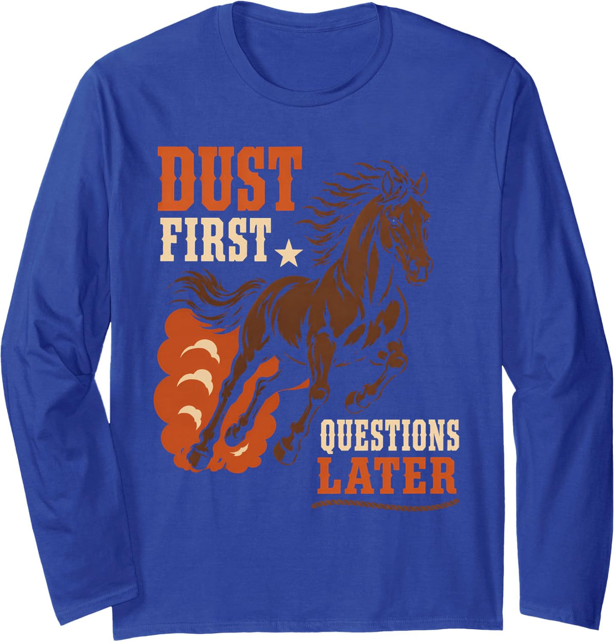 Stallion Western Horse Wild Stallion Ranch Girl Gift Long Sleeve T-Shirt - Adult Unisex Royal Blue
