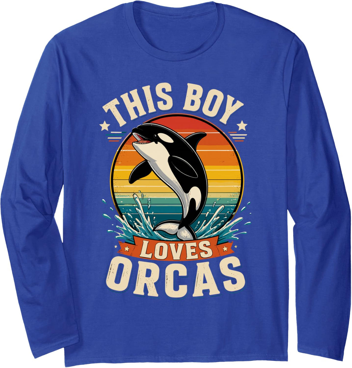 This Boy Loves Orcas Killer Whale Long Sleeve T-Shirt - Adult Unisex Royal Blue