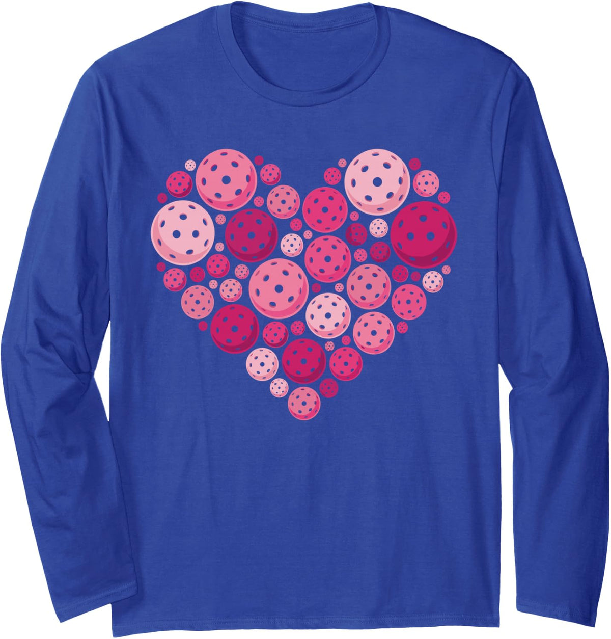 Pickleball Heart Valentine's Day Pickleball Lover Women Girl Long Sleeve T-Shirt - Adult Unisex Royal Blue