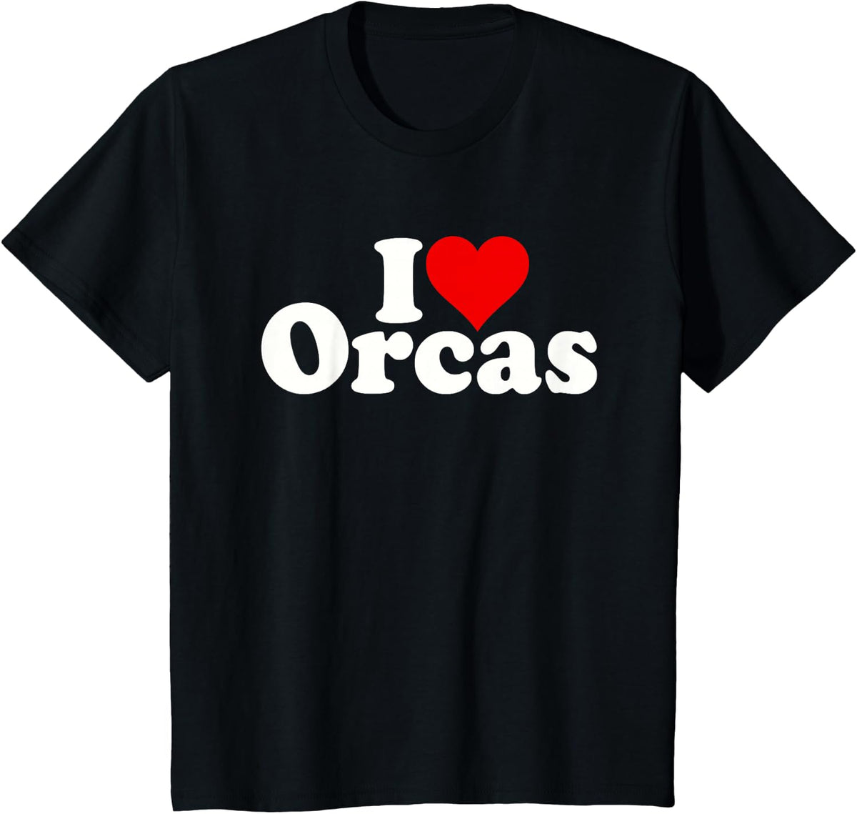 I LOVE HEART ORCAS KILLER WHALES T-Shirt - Black