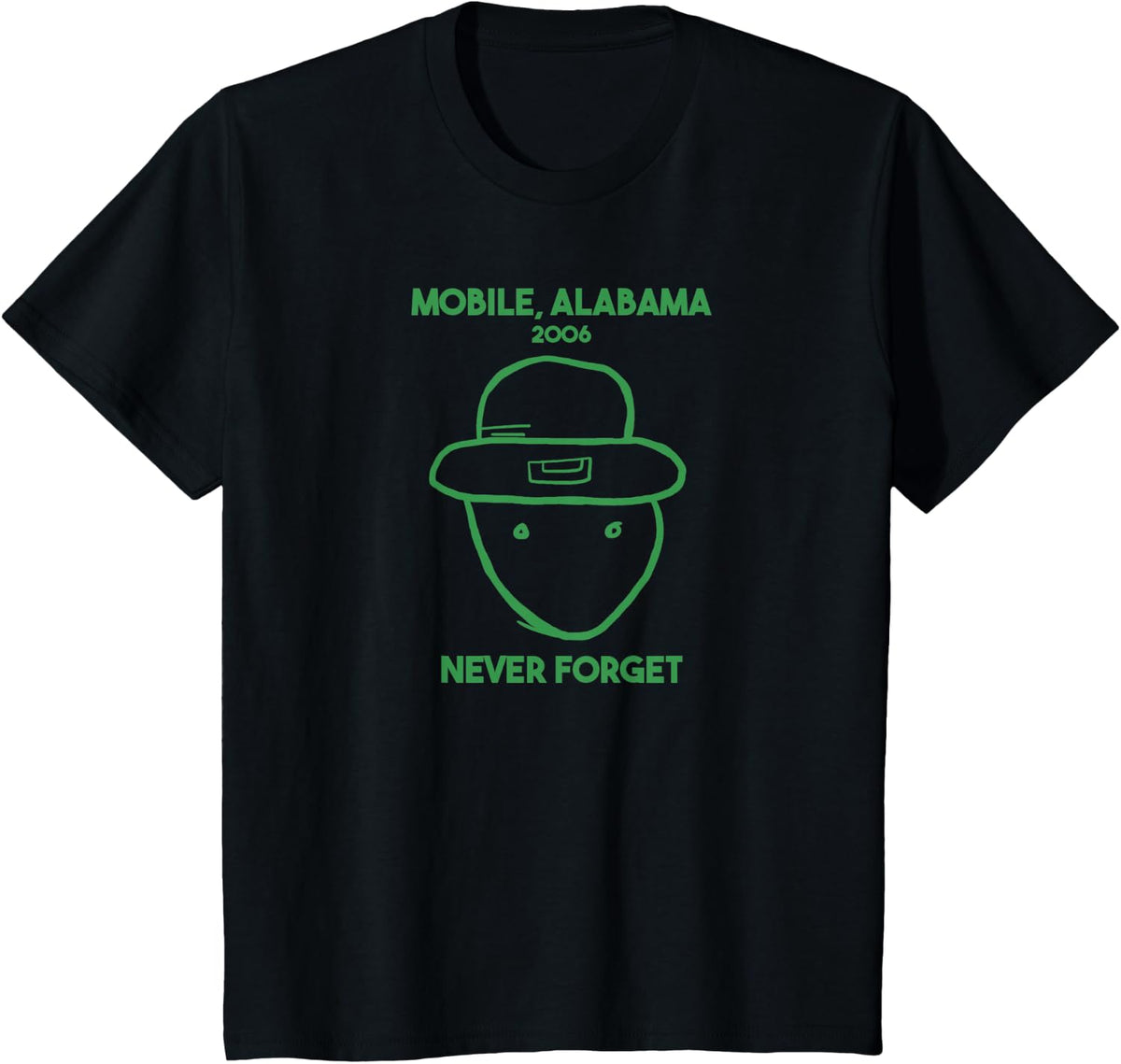 Mobile Alabama Leprechaun Sketch Never Forget St Paddy's Day T-Shirt - Black