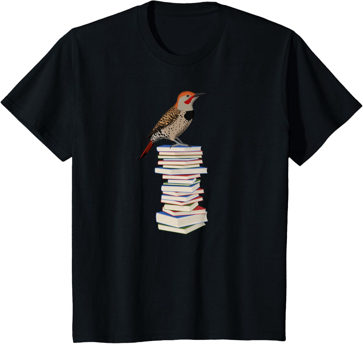 Goldspecht Reads Books Bird Ornithologist Biologist T-Shirt - Black