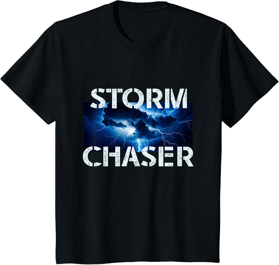 Storm Chaser Meteorologist Storm Chasing Mens Womens Kids T-Shirt - Black