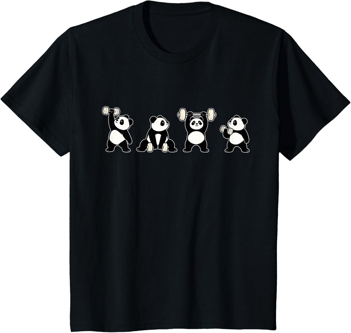 Weightlifting Panda Gym Deadlift Fitness Animal Meme T-Shirt - Black