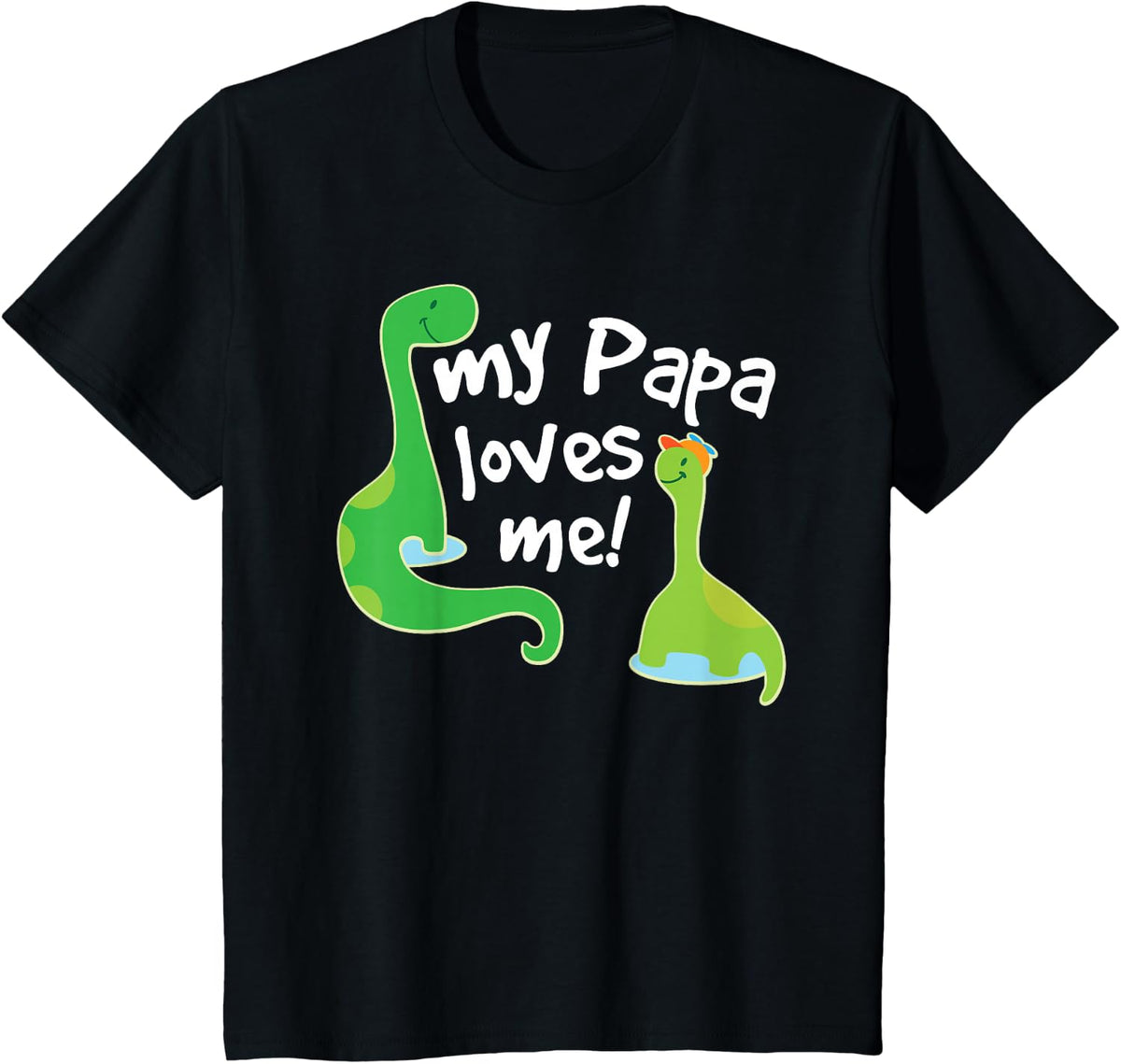 Kids Grandson My Papa Loves Me Dinosaur T-Shirt - Black