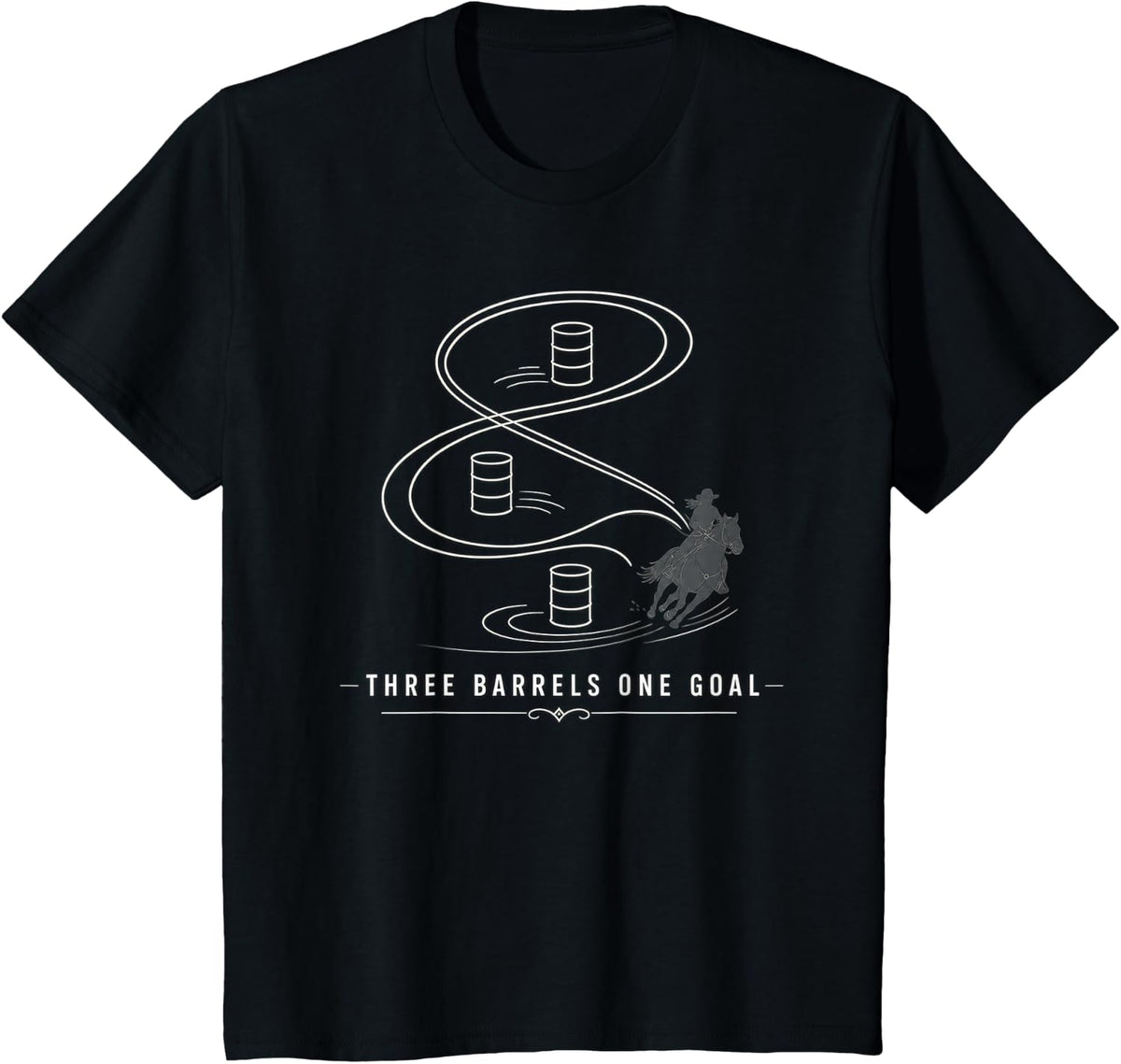 Barrel Racing Three Barrels One Goal T-Shirt - Black