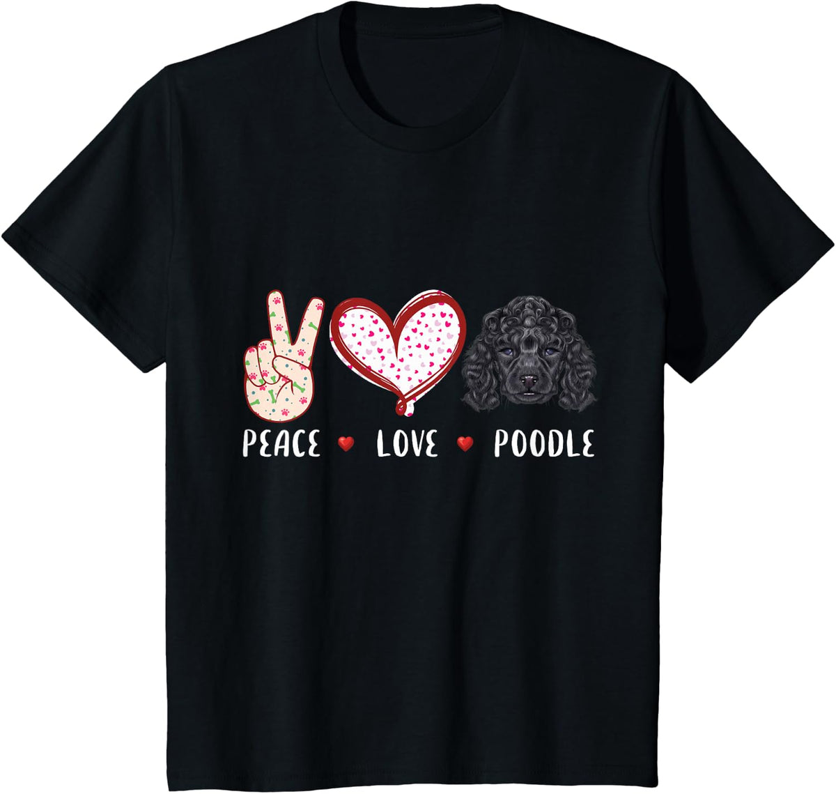 Peace Love Poodle Shirt for Women Men Kids Poodle Mom Tees T Shirts Dog Lover Gifts - Black