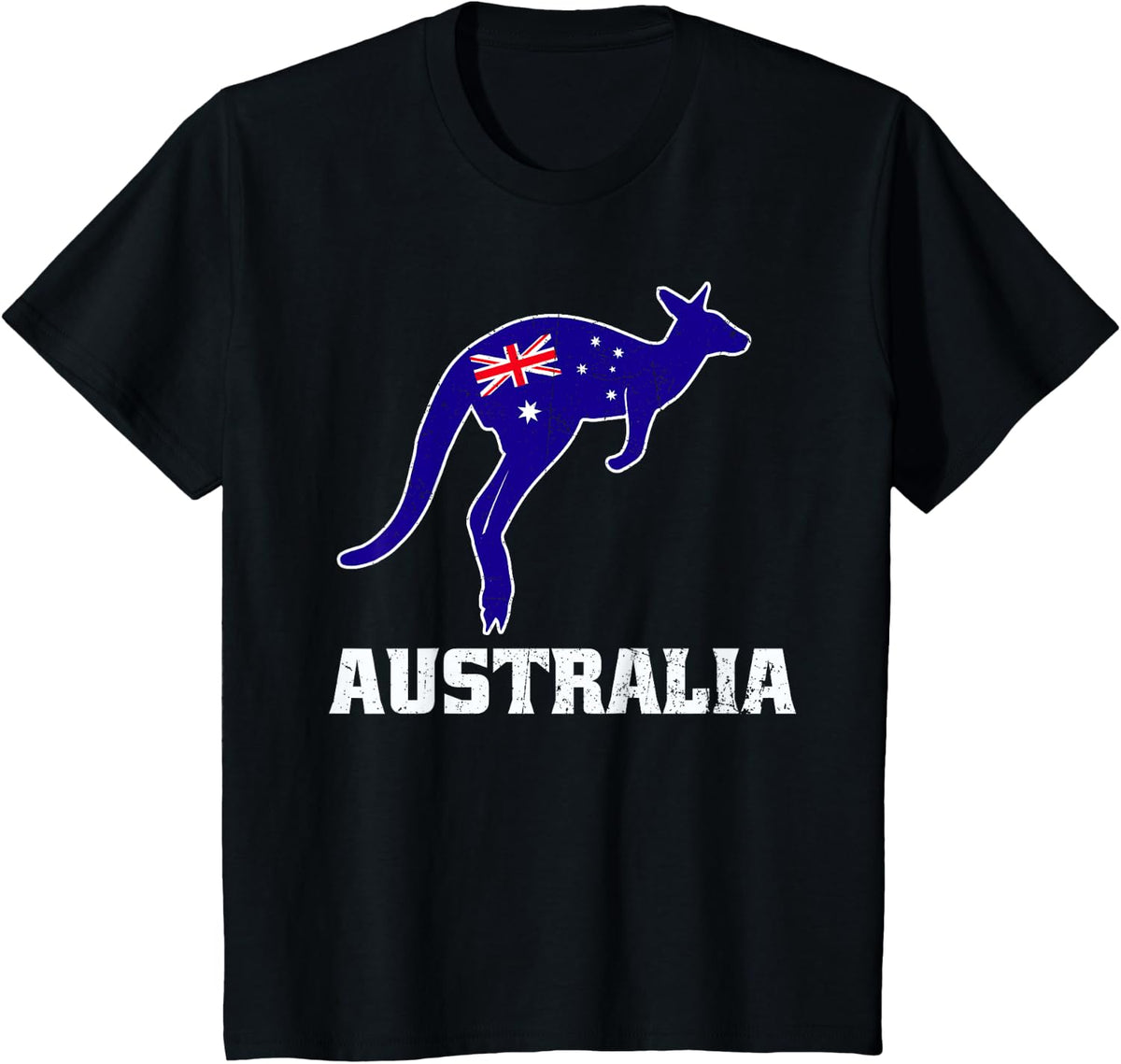 Australian Kangaroo Australia Flag Aussie Souvenir T-Shirt - Black