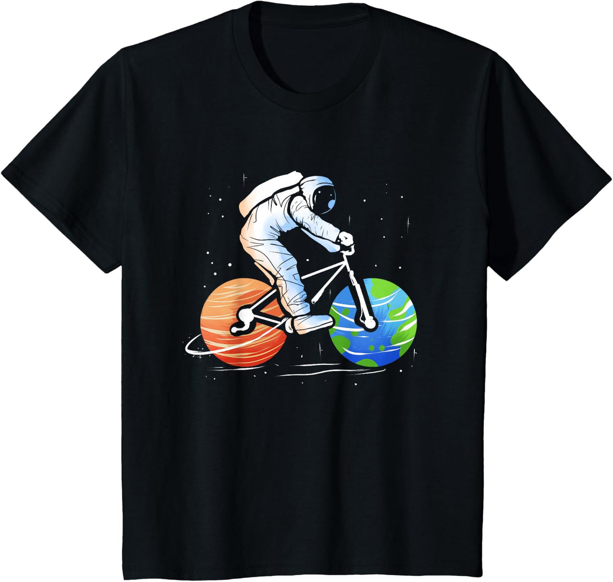 Astronaut Space Cycling for Bicycle Enthusiast & Cyclist T-Shirt - Black