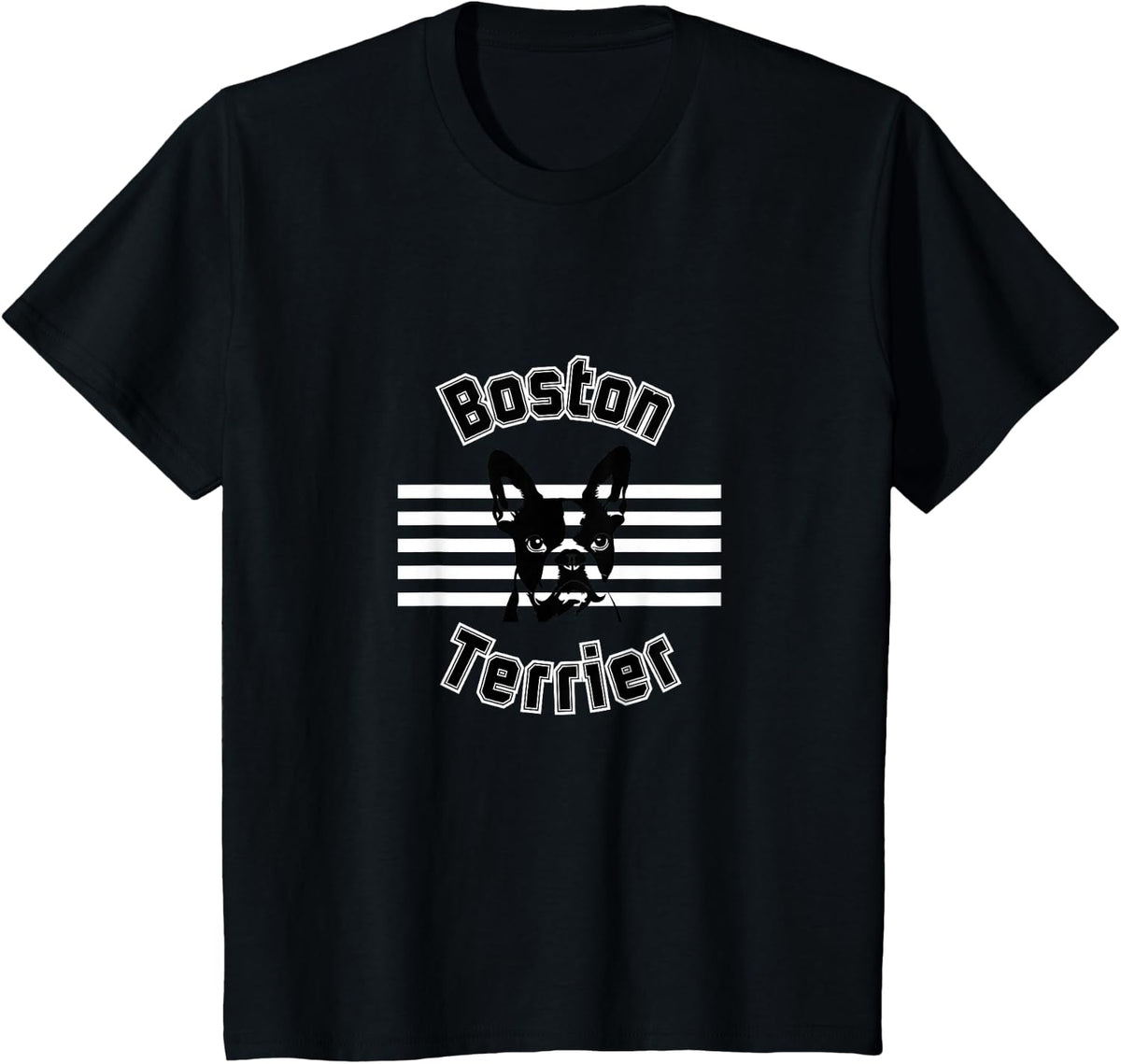 Boston Terrier Stripes T-Shirt - Black