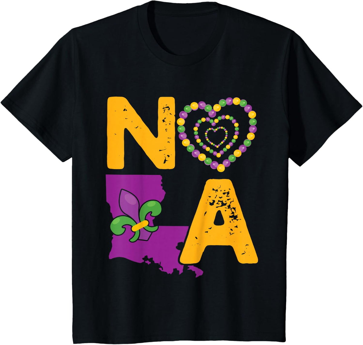 NOLA New Orleans 504 Mardi Gras T-Shirt - Black