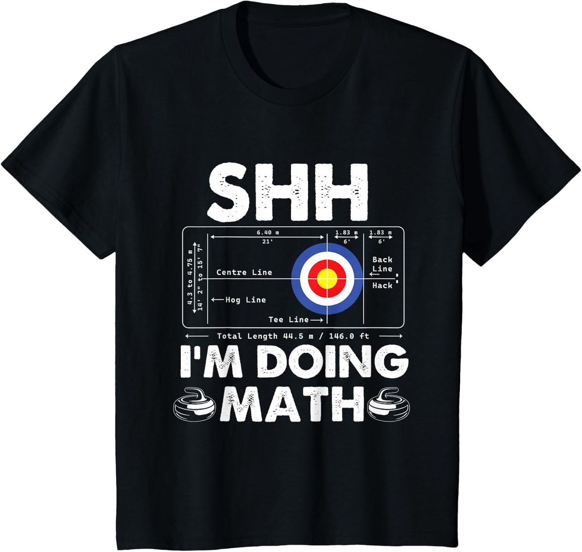 Shh I'm Doing Math - Curling Player Winter Sport Curler T-Shirt - Black