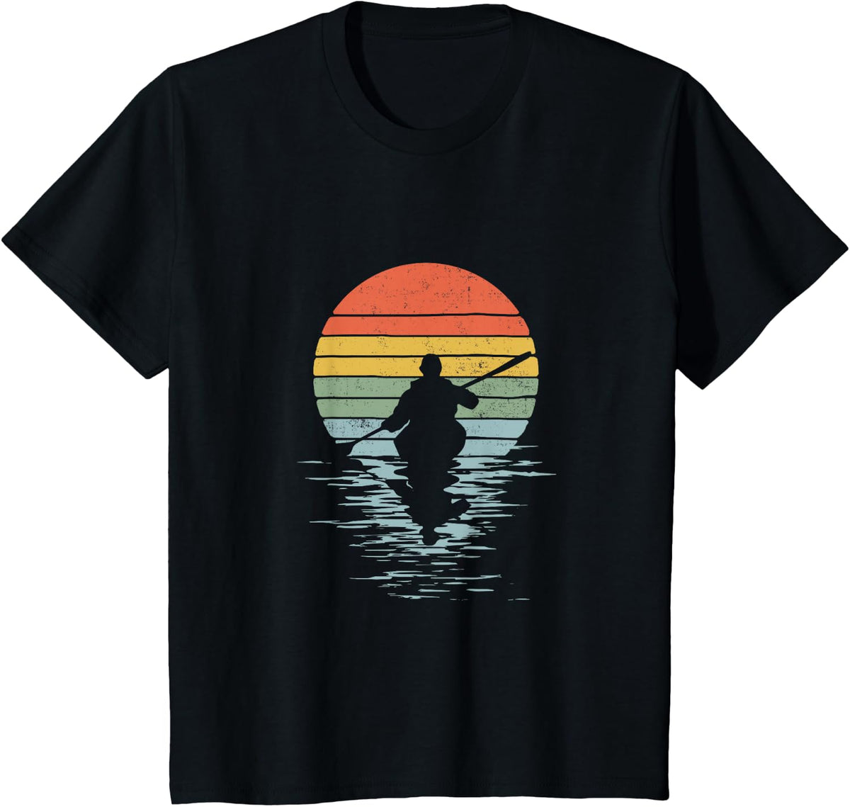 Kayak Vintage Horizon Motif Gift T-Shirt - Black