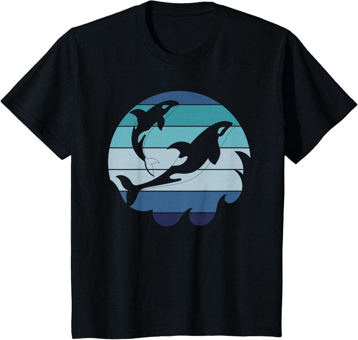 Killer Whale Ocean Animal Lovers Sea Creatures Retro Orca T-Shirt - Black