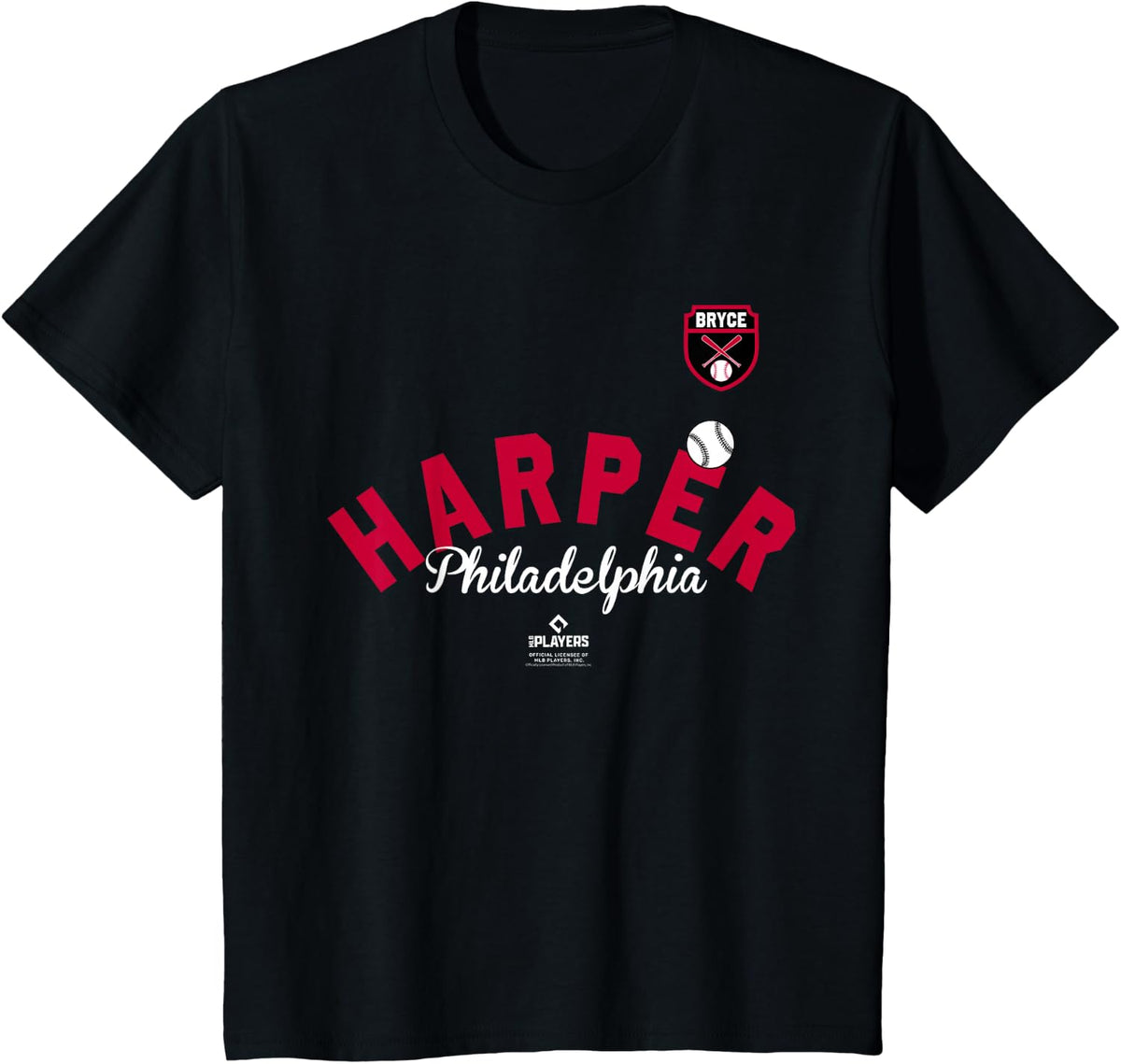 Bryce Harper Philadelphia Baseball Badge MLB Players T-Shirt - Black