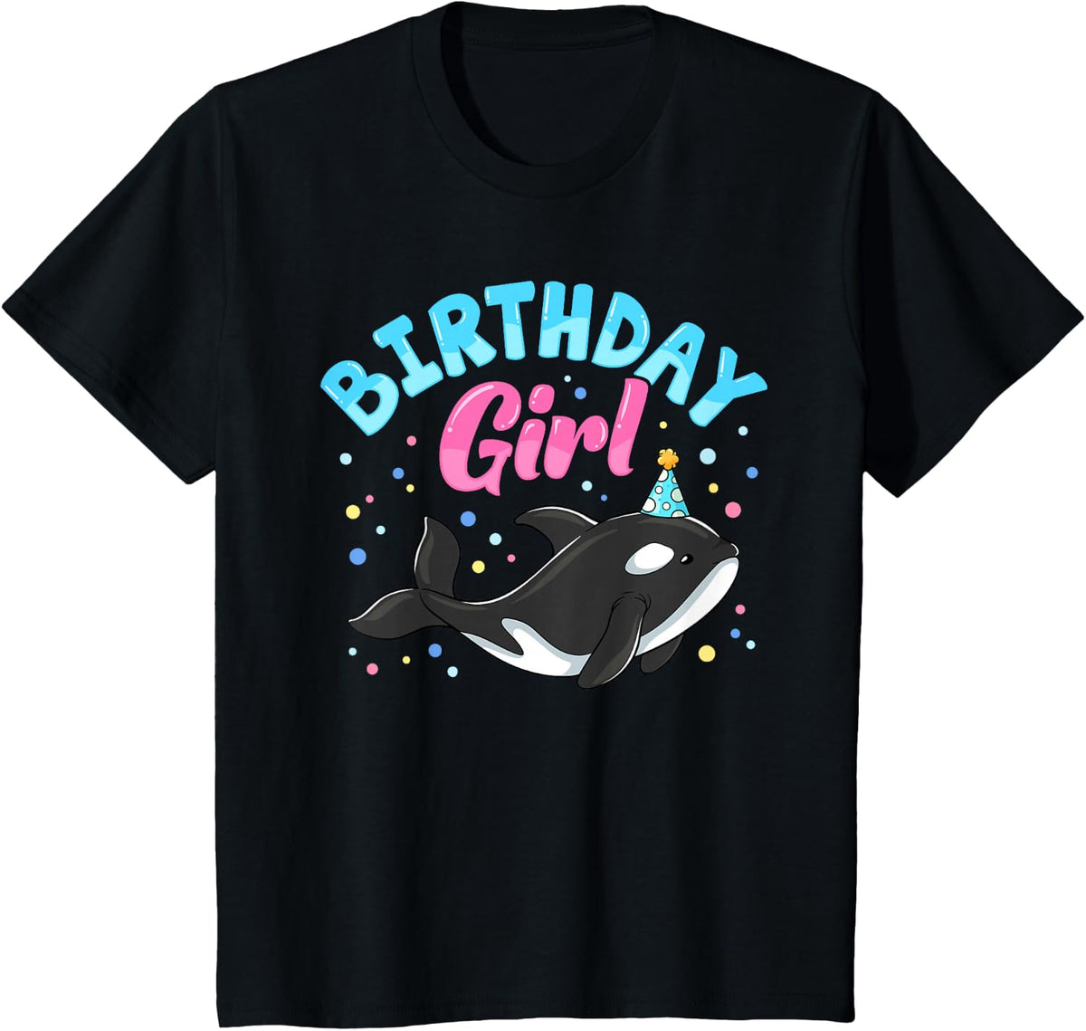 Cute orcas Killer Whale Birthday Party T-Shirt - Black