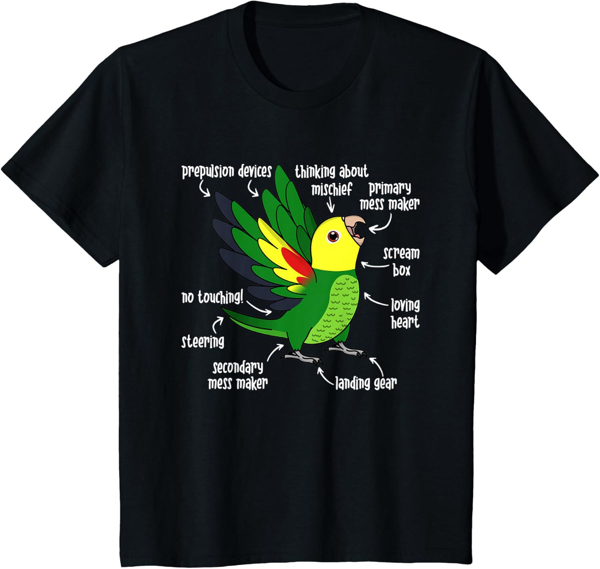 Parrot Anatomy I Double Yellow-headed Amazon T-Shirt - Black