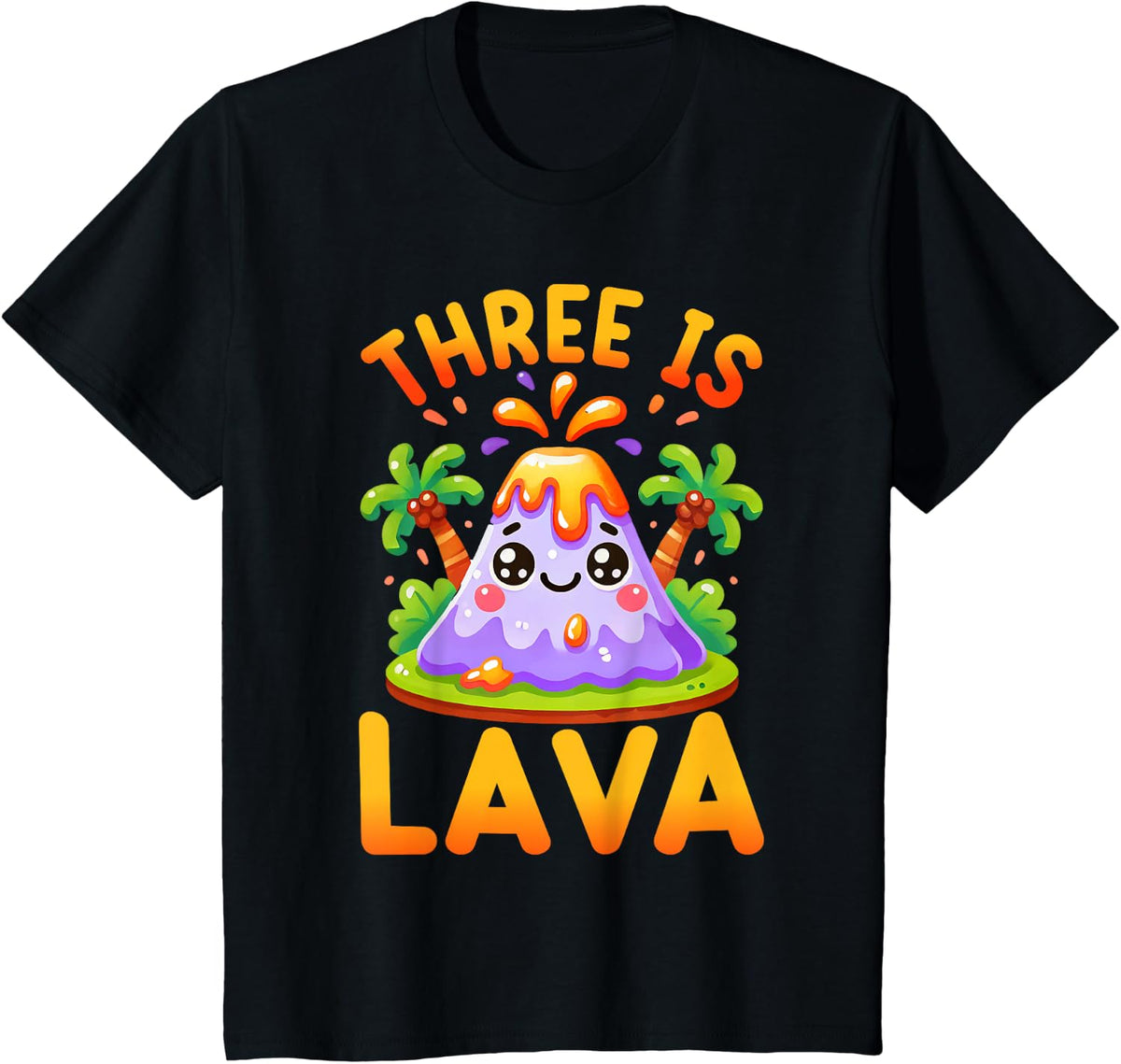 Volcano 3rd Birthday Party Third Is Lava Geology Lover T-Shirt - Black