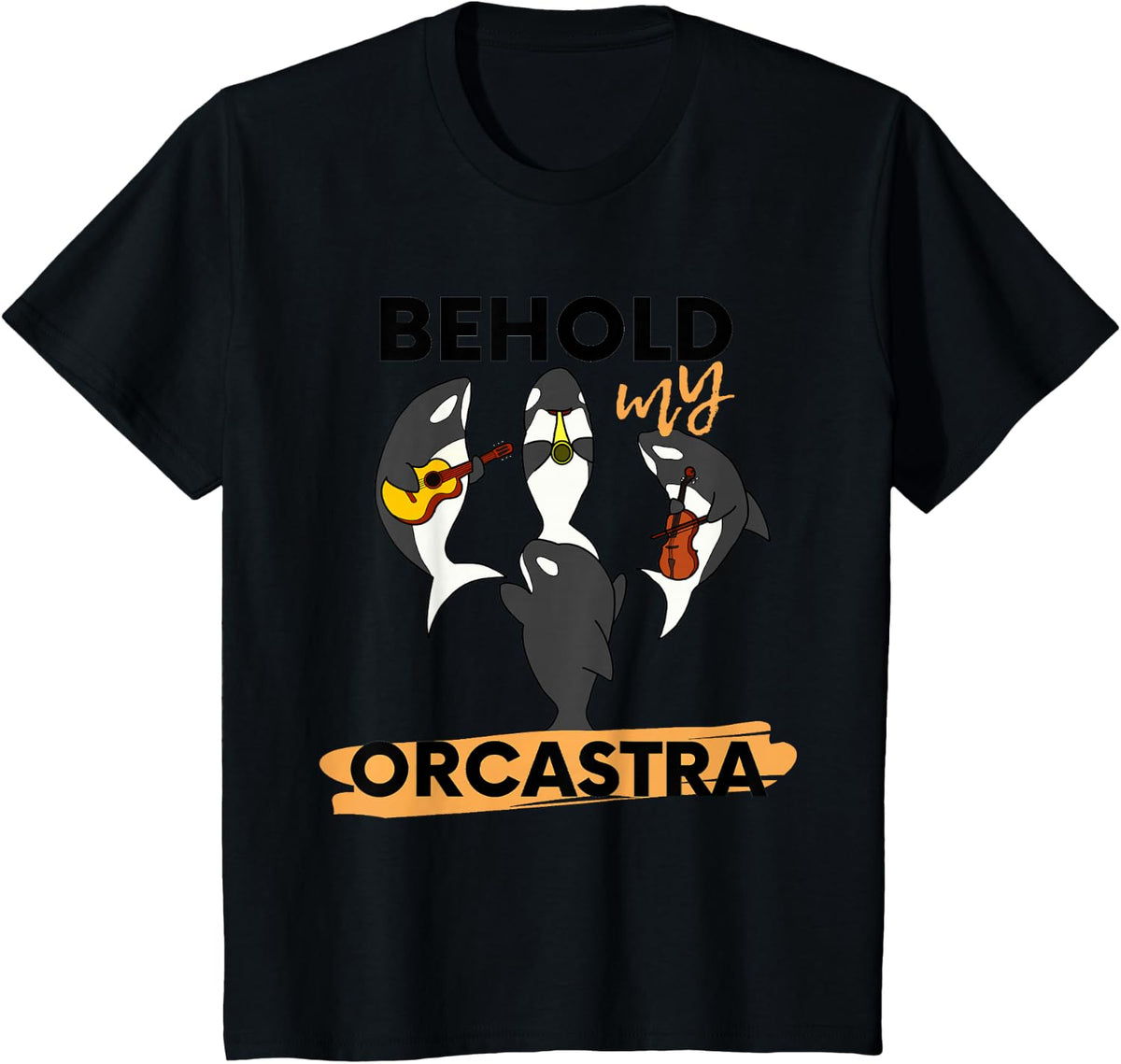 Funny Orca Orcastra Graphic Killer Whale Pun Gift T-Shirt - Black