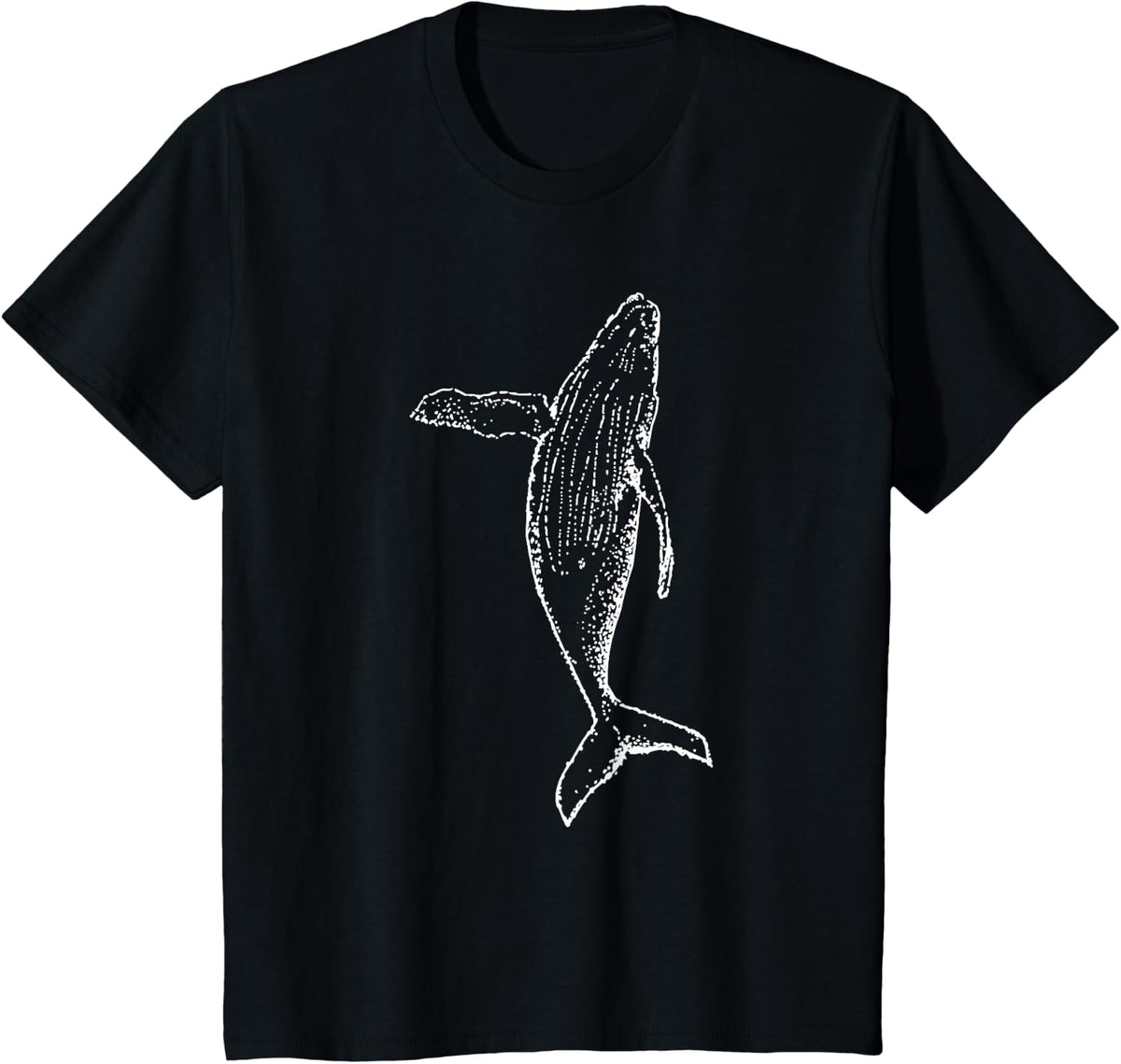 Humpback Whale Playful Art Illustration T-Shirt - Black