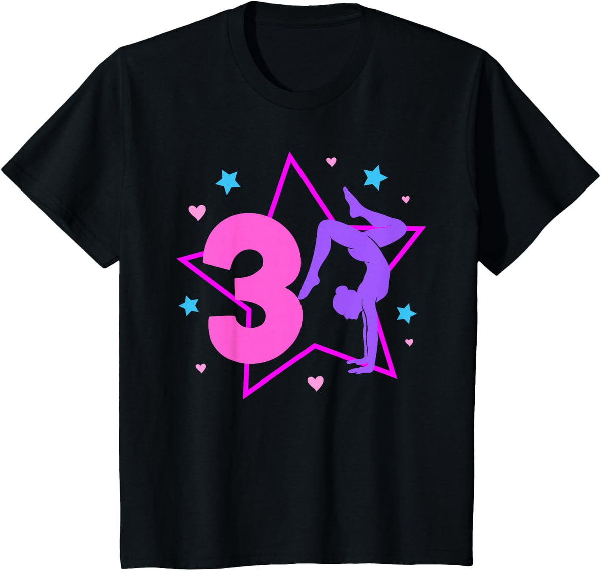 3rd Gymnastics Birthday Party 3 Year Old Gymnast Birthday T-Shirt - Black