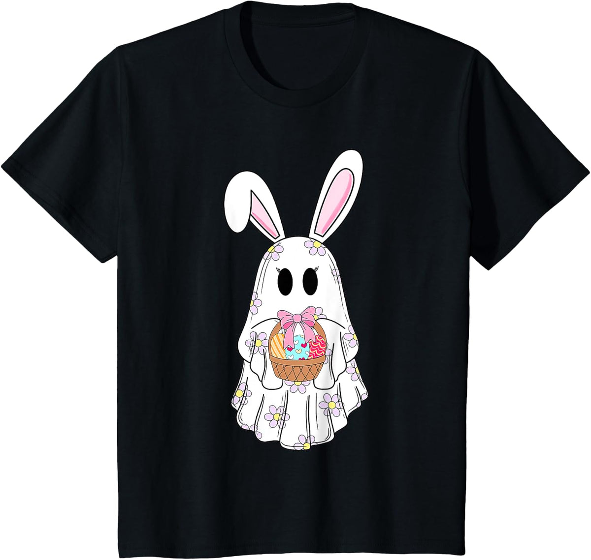 Cute Ghost Bunny Ghost Rabbit Easter Day Rabbit Lover T-Shirt - Black