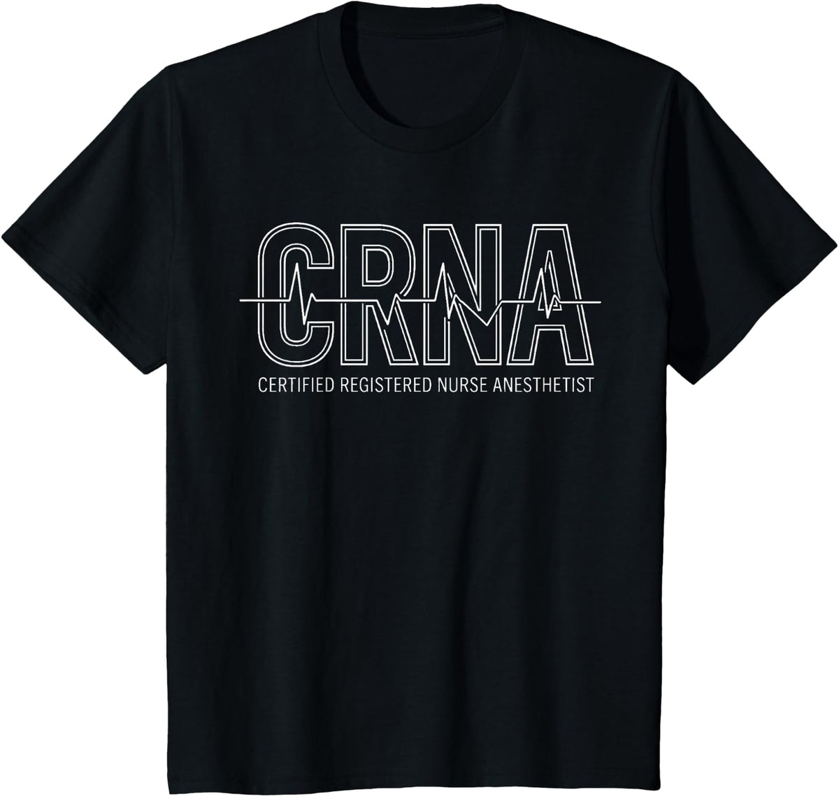 CRNA Nurse Anesthetist EKG Heartbeat Registered Anesthesia T-Shirt - Black