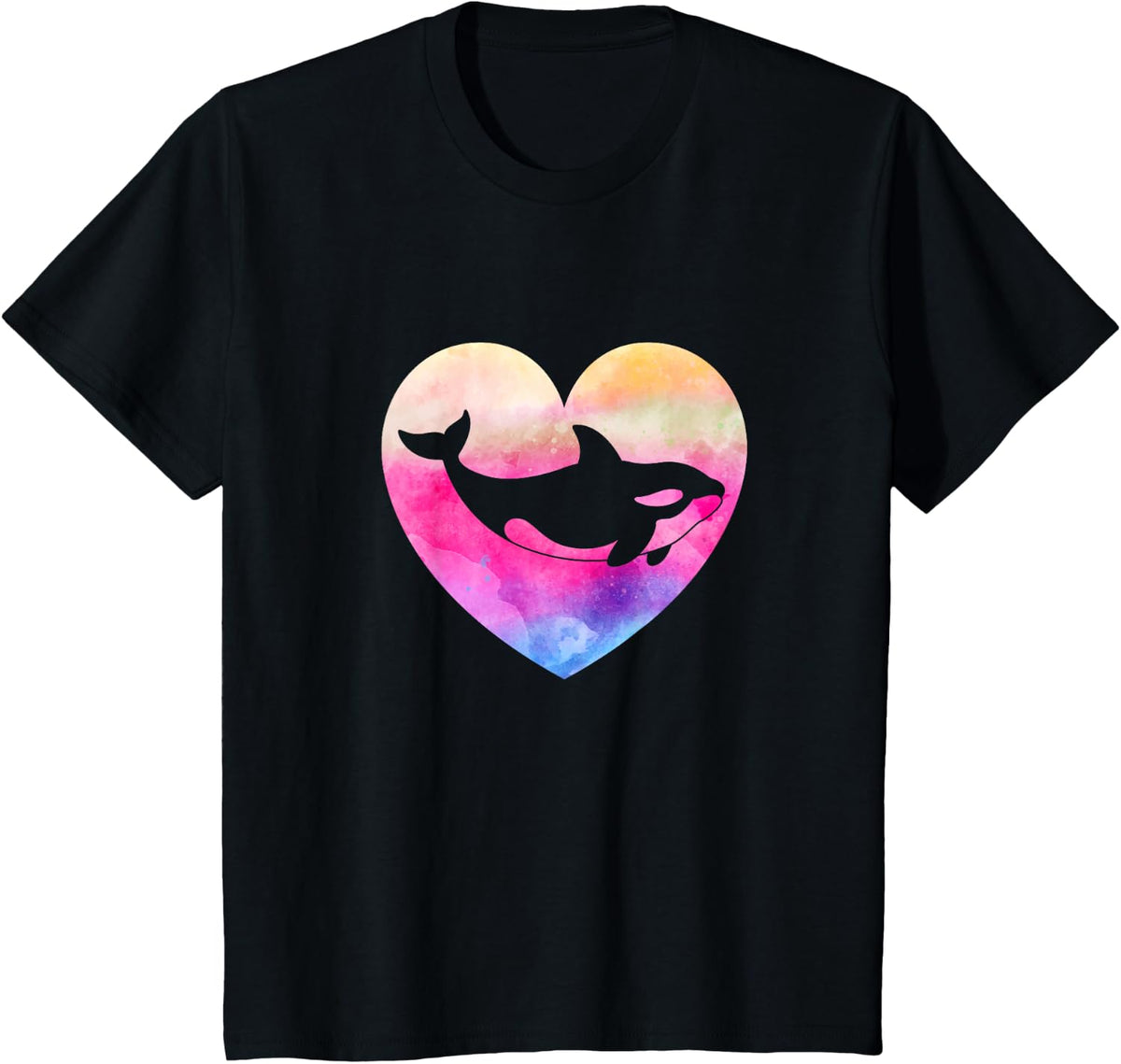 Orcas Tie Dye Killer Whale Lover Hippie T-Shirt - Black