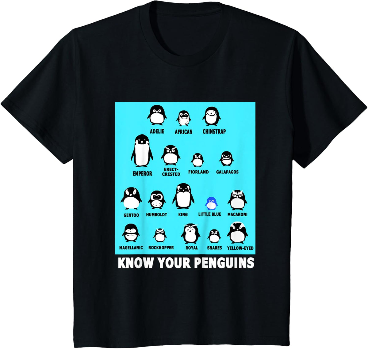 Types of Penguins T-Shirt - Black