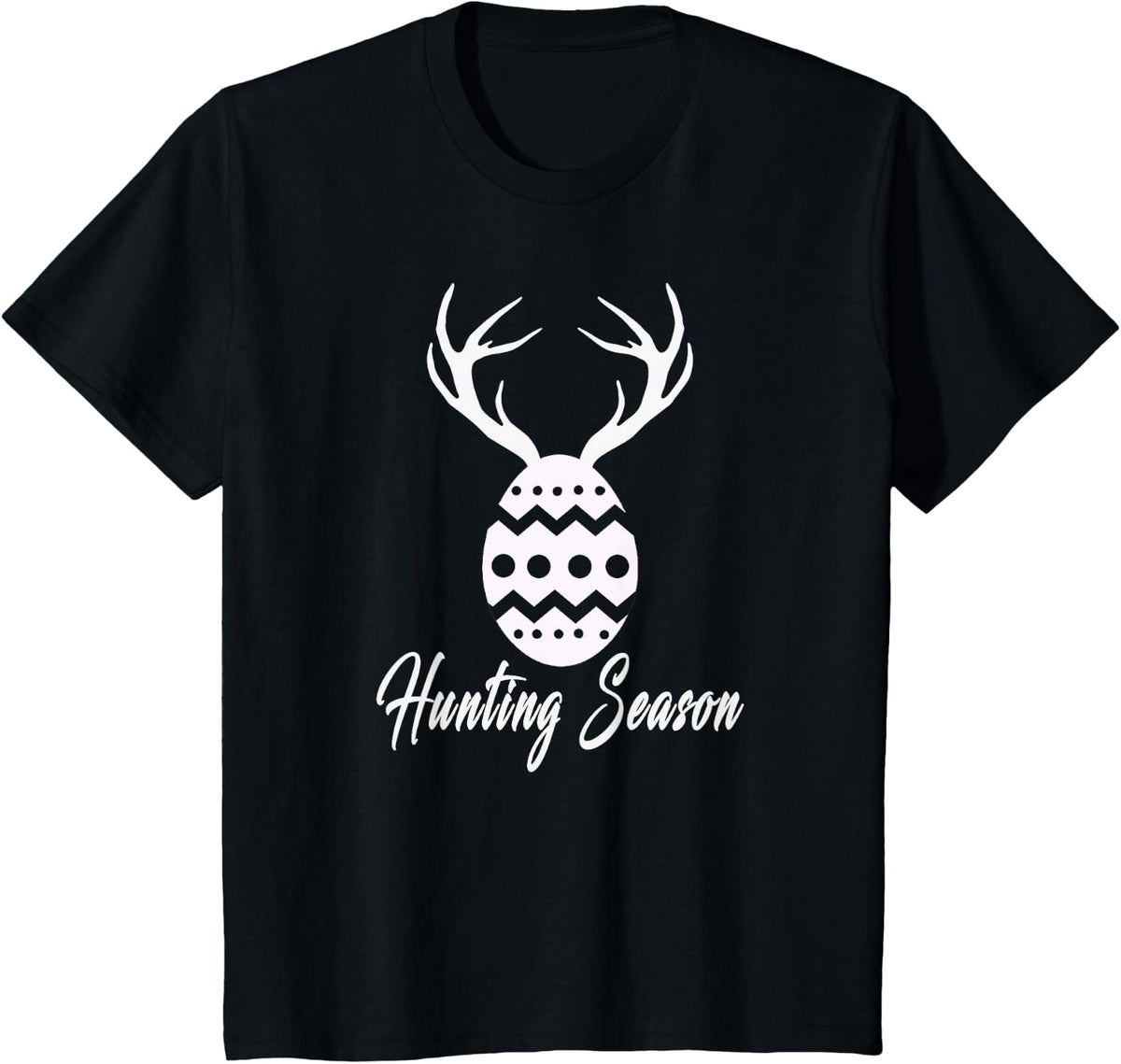 Funny Easter Egg with Antlers Hunting Season Boys & Girls T-Shirt - Black