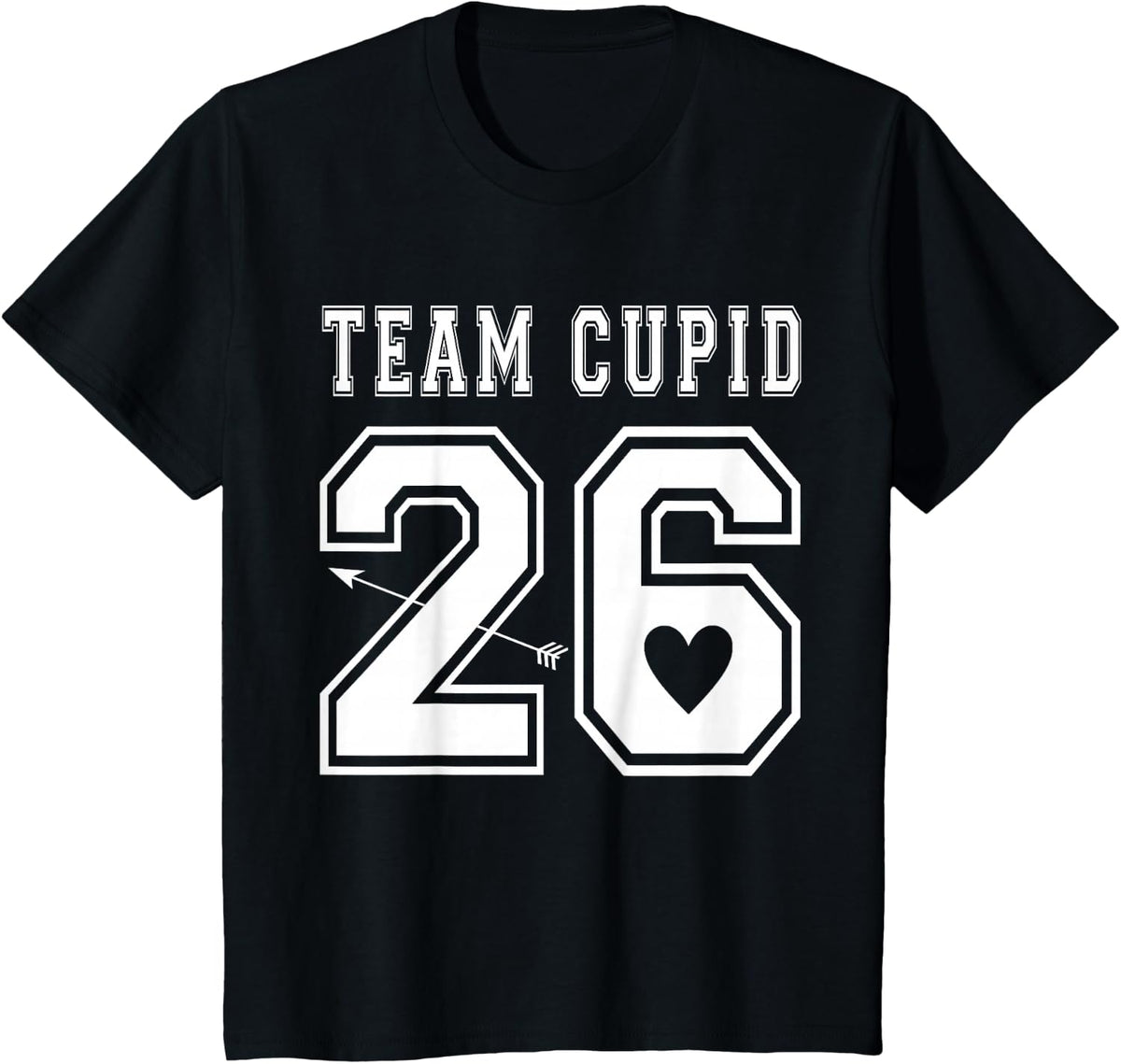 2026 Team Cupid Valentines Day Sports Jersey Style T-Shirt - Black