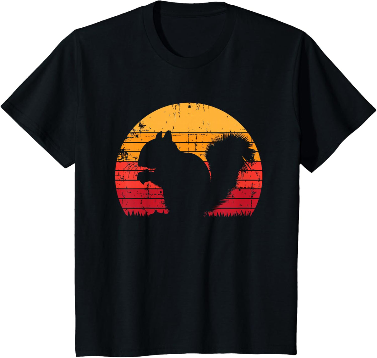Funny Black Squirrel Sunset Vintage Safari For Men Women Kid T-Shirt - Black