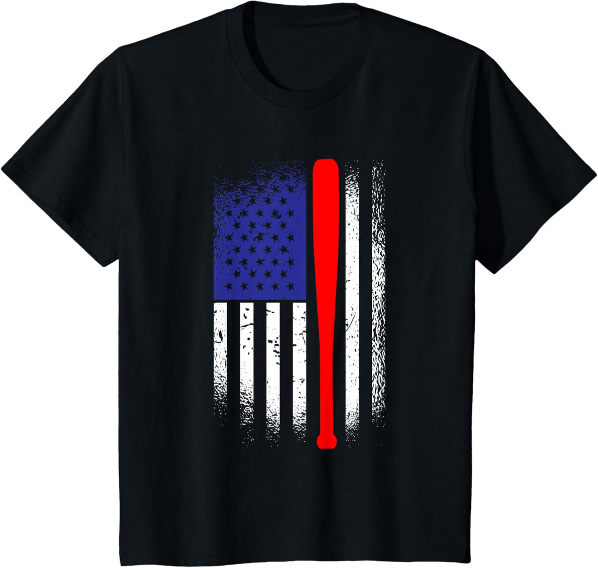 American Flag Baseball 4th Of July Patriotic Memorial Day T-Shirt - Black