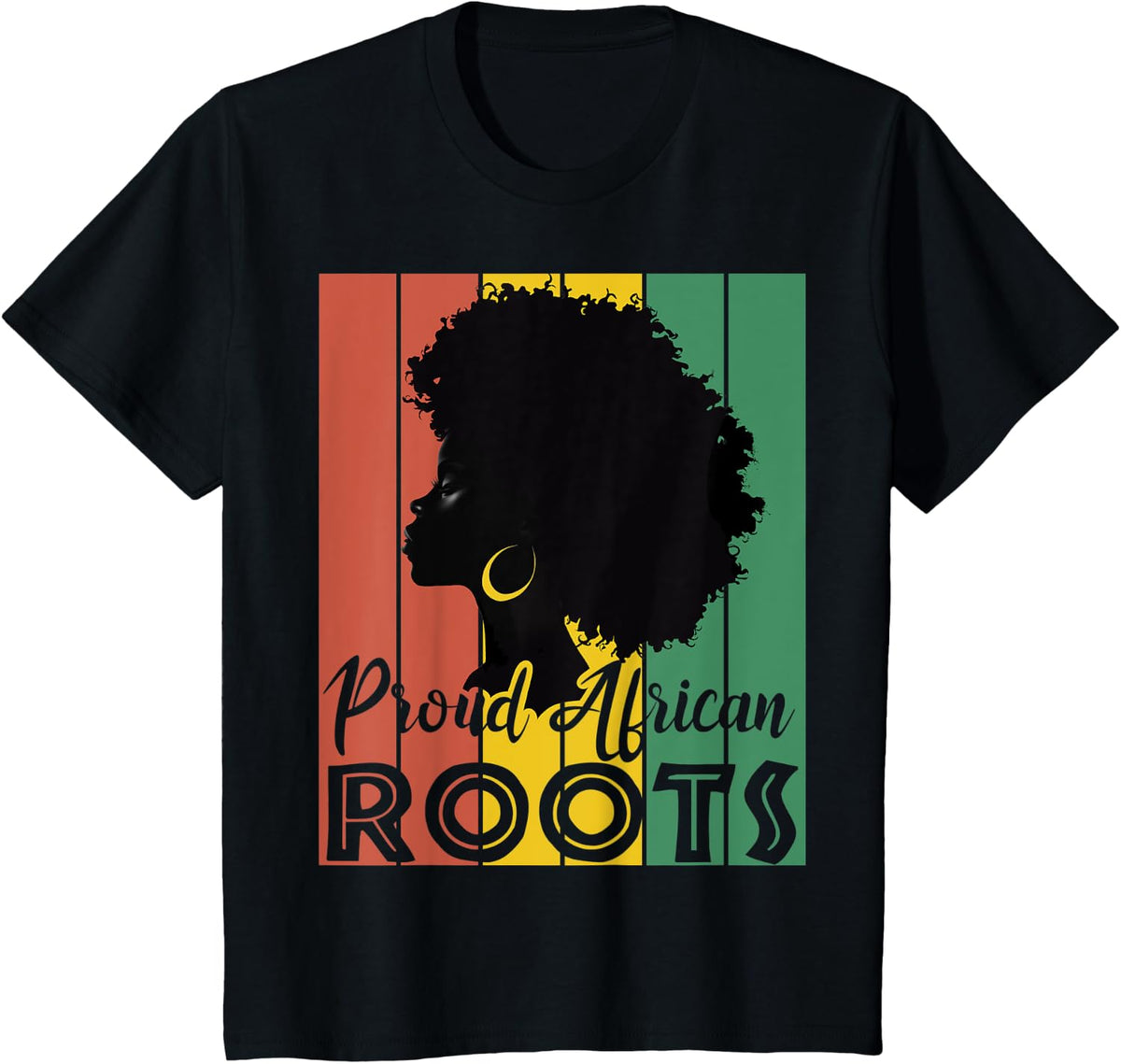 Retro Proud African Roots Natural Afro Hair T-Shirt - Black