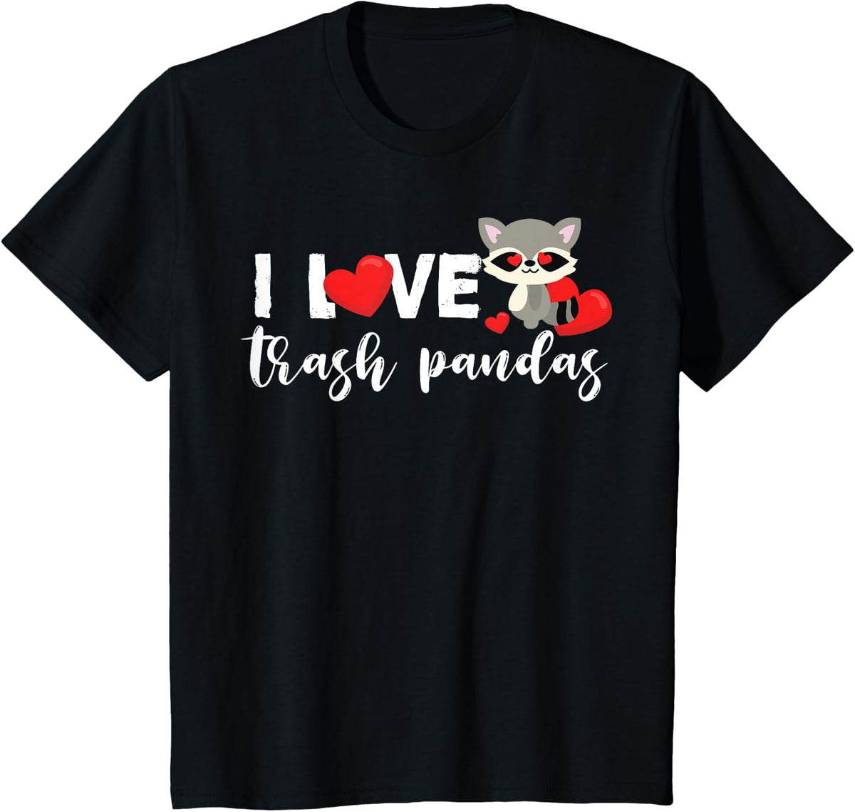 Raccoon Trash Panda Love Heart For Girls And Women T-Shirt - Black