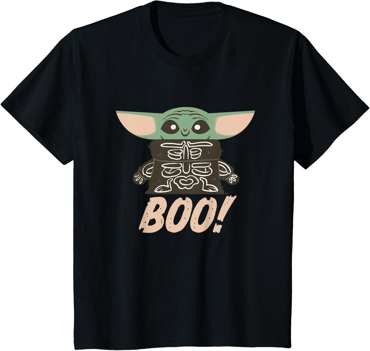 Star Wars Grogu The Mandalorian Halloween Skeleton Boo T-Shirt - Black